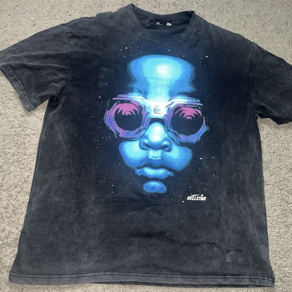 HELLSTAR Graphic T Shirt - Black And Blue Brand Size Large